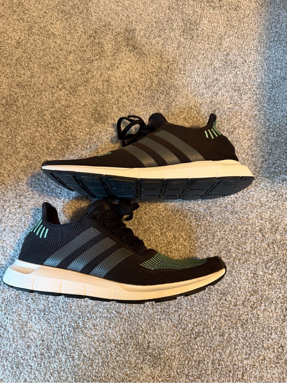 adidas Black Knit Sneakers with Mint Green Accents